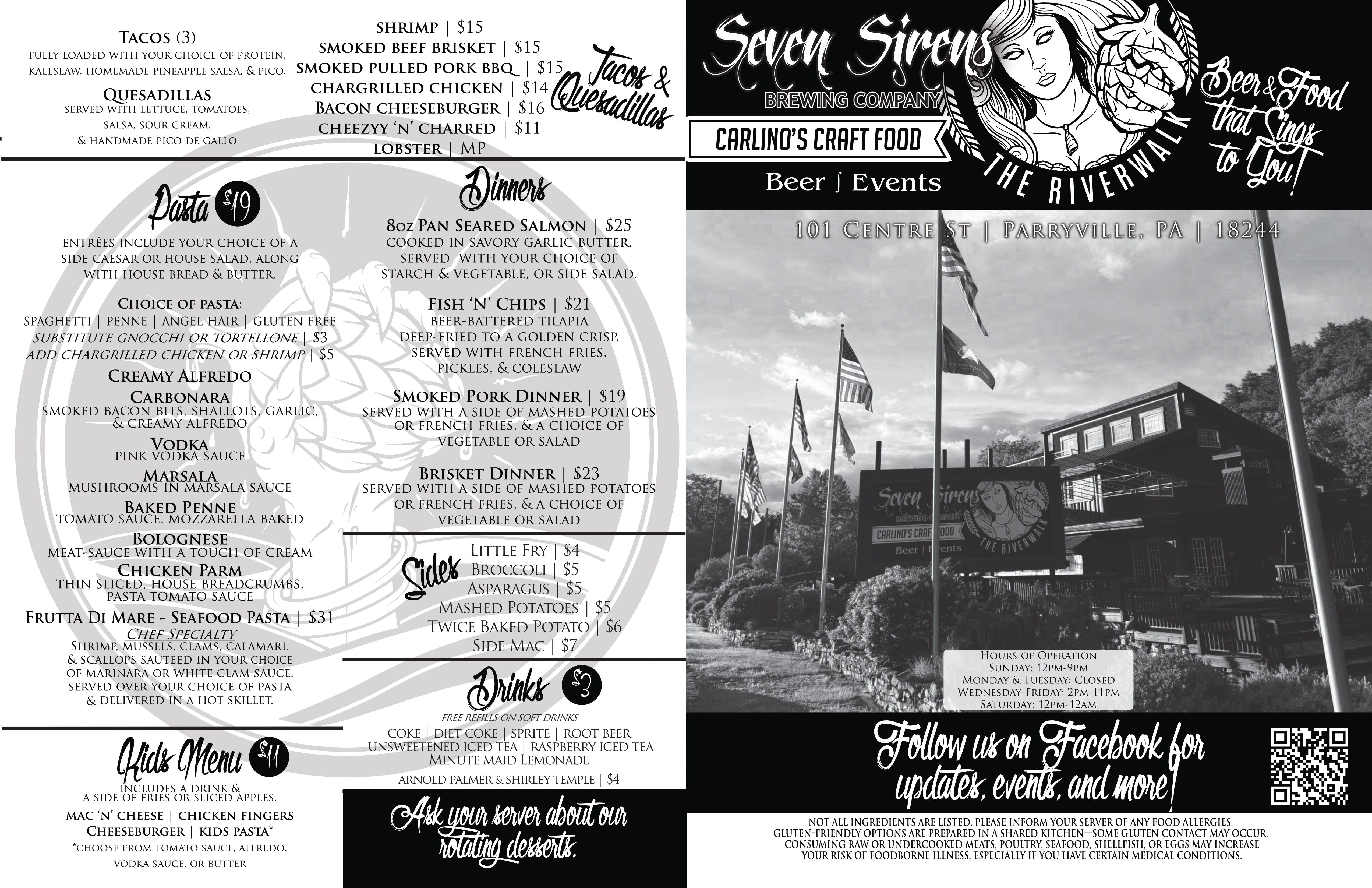 The RiverWalk Food Menu – Seven Sirens